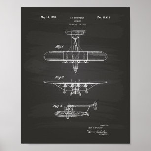 Poster Airplane 1935 Patent Art Chalkboard