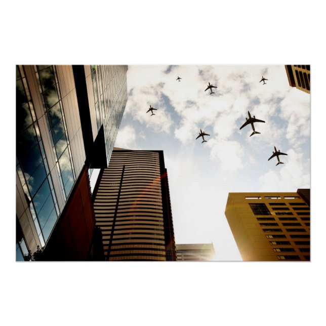 Poster Airplanes flying (Devant)