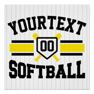 Poster AJOUT PERSONNALISÉ NOM Softball Player Varsity Tea