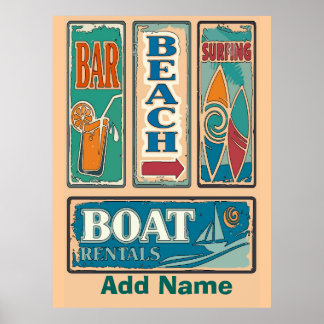 Poster Ajouter un nom Signes de plage