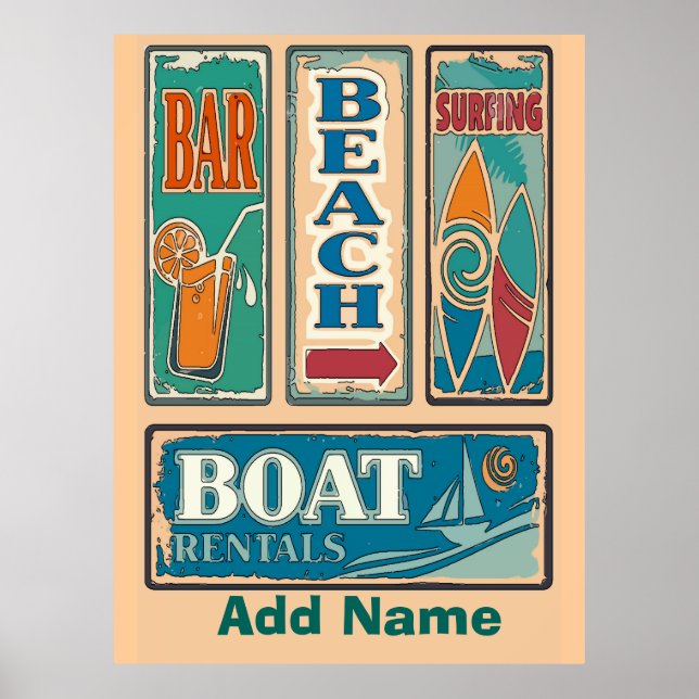 Poster Ajouter un nom Signes de plage (Devant)