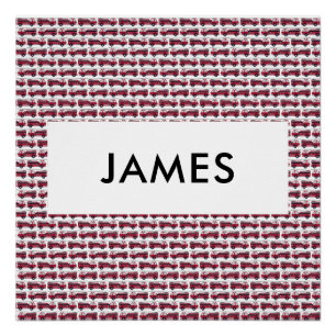 Poster Ajouter votre nom Red Fire truck Personnalisé