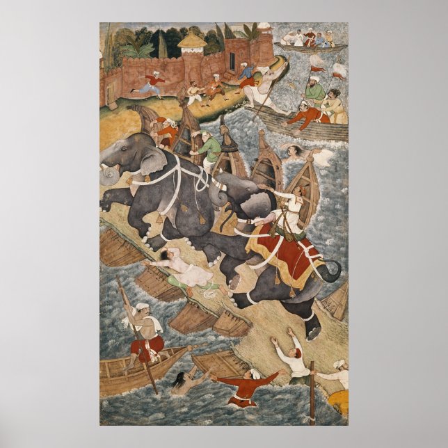 Poster Akbar attaque l'éléphant sauvage, Hawa'i (Devant)