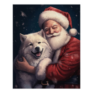 Poster Akita avec Noël du Père Noël