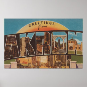 Poster Akron, Ohio Scènes de grandes lettresAkron, OH 2