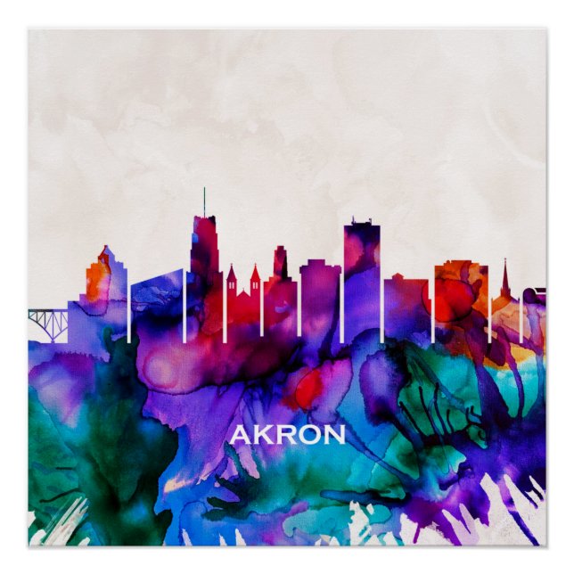 Poster Akron Skyline (Devant)