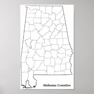 Poster Alabama Comtés Blank Plan