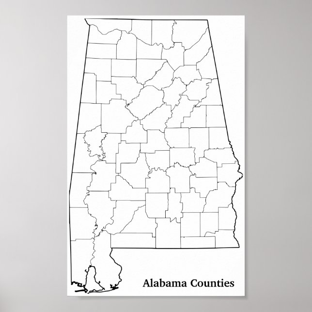 Poster Alabama Comtés Blank Plan (Devant)
