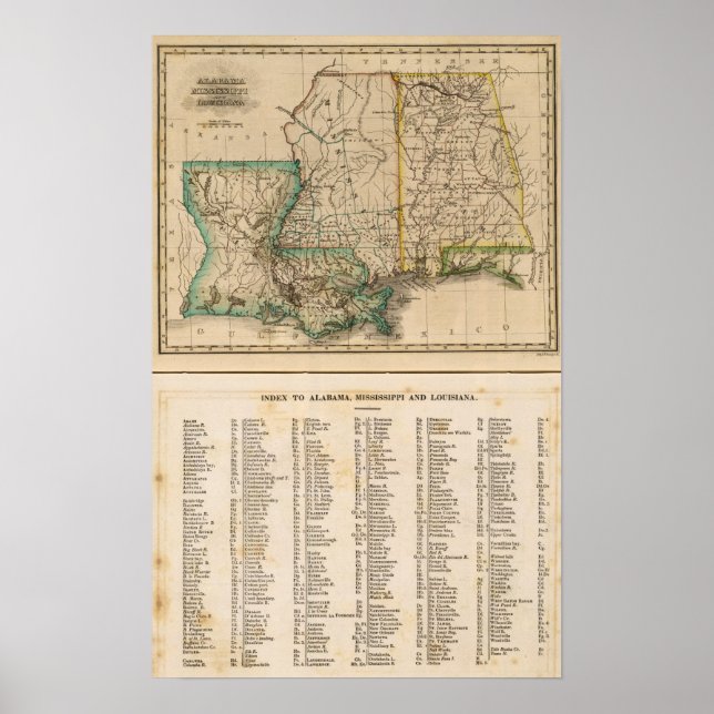 Poster Alabama, Mississippi, Louisiane (Devant)