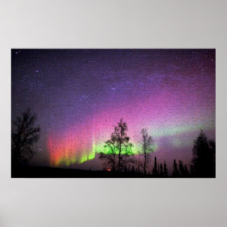 Poster Alaska Northern Lights Sky Night CrackArt