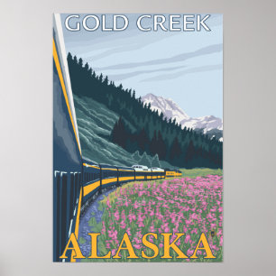 Poster Alaska Railroad Scene - Gold Creek, Alaska