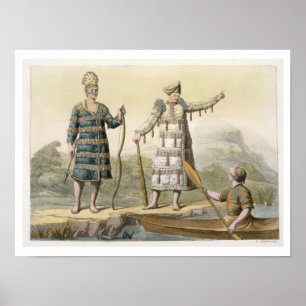 Poster Alaskan homme et femme (gravure couleur)