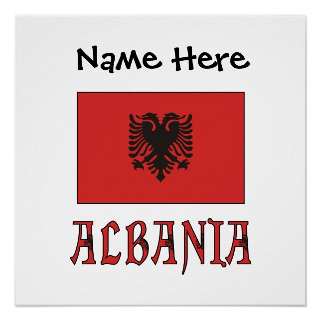 Poster Albanie Drapeau albanais Texte personnalisé (Devant)