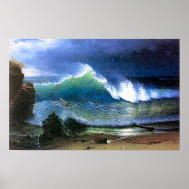 Poster Albert Bierstadt-La côte de la mer Turquoise (Devant)