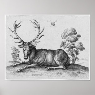 Poster Albrecht Durer Engraving Stag Deer