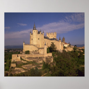 Poster Alcazar et Cathédrale, Ségovie, Castille Léon,