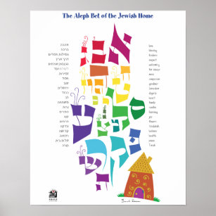 Poster Aleph Bet de la maison juive