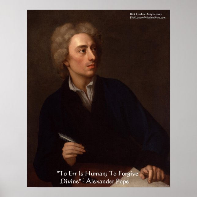 Poster Alexander Pope "Se tromper est humain" Citation de (Devant)