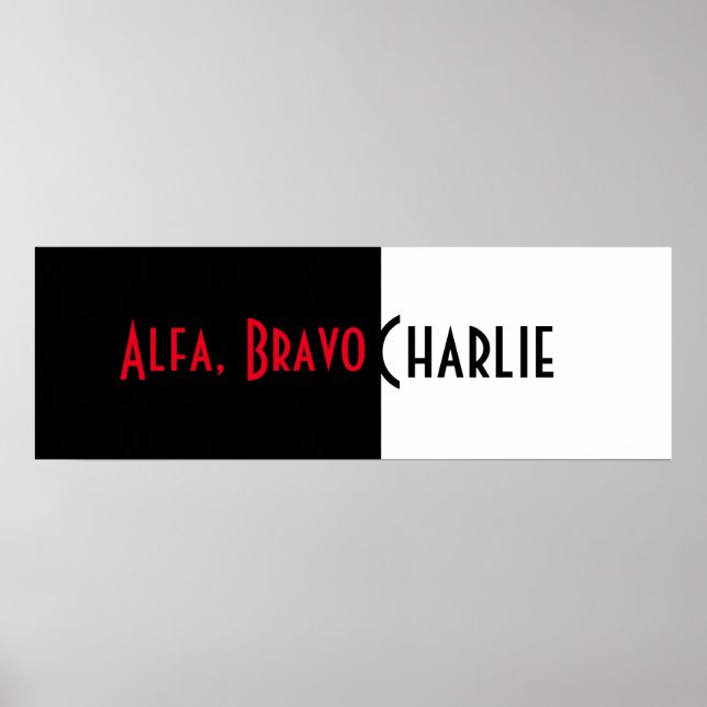 Poster Alfa, Bravo Charlie (Devant)