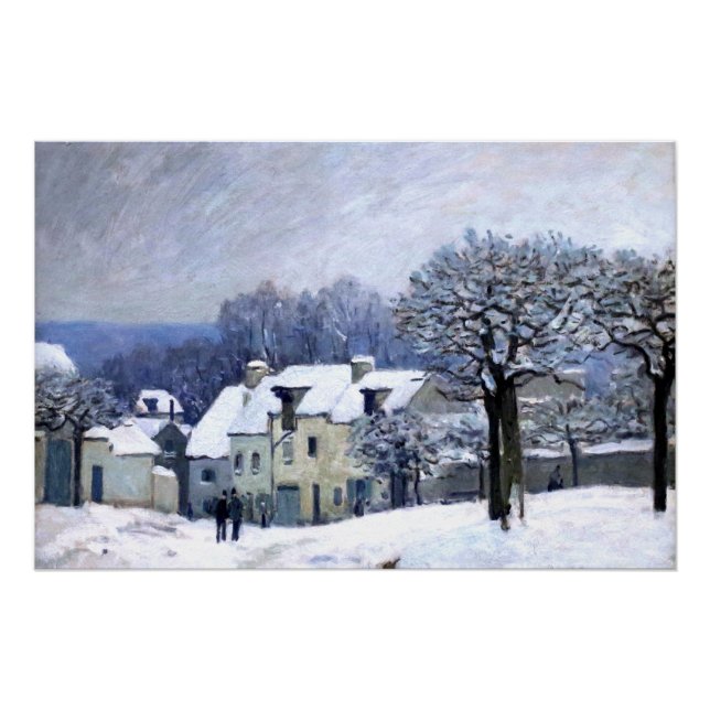 Poster Alfred Sisley Place du Chenil à Marly, neige (Devant)