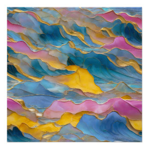 Poster "Algeciras" Vagues de sable rose bleu