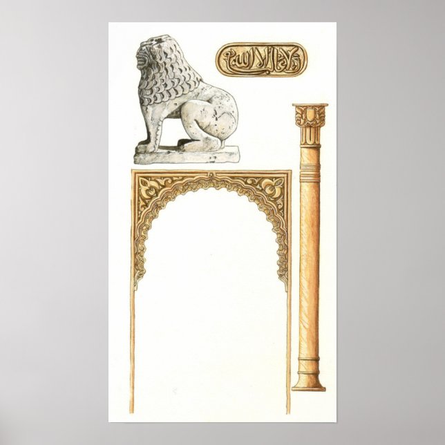 Poster Alhambra Grenade Espagne. Détails (Devant)