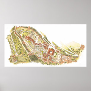 Poster Alhambra Grenade Espagne. Vue aérienne