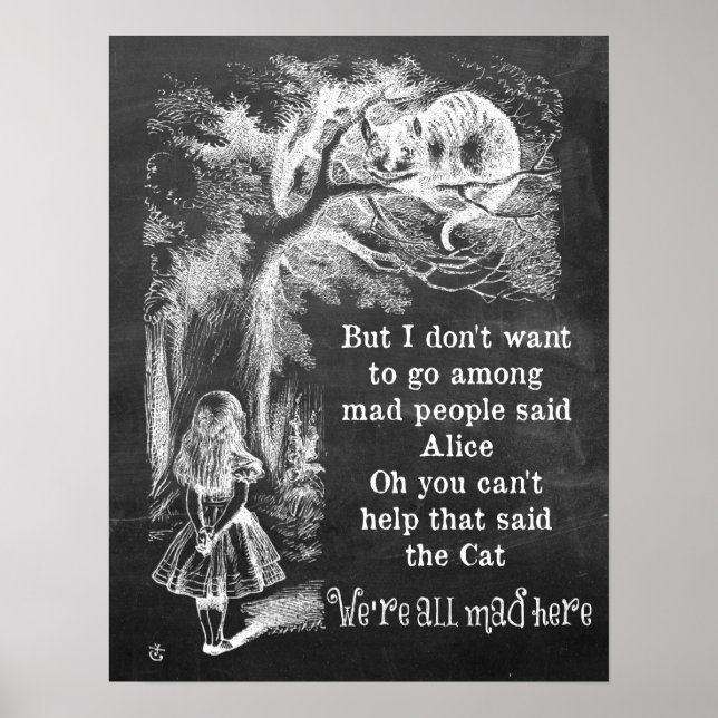 Poster Alice au pays des merveilles; Cheshire Chat avec A (Devant)