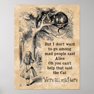 Poster Alice au pays des merveilles; Cheshire Chat avec A