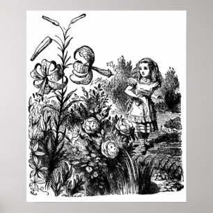 Poster Alice dans le jardin des fleurs vivantes