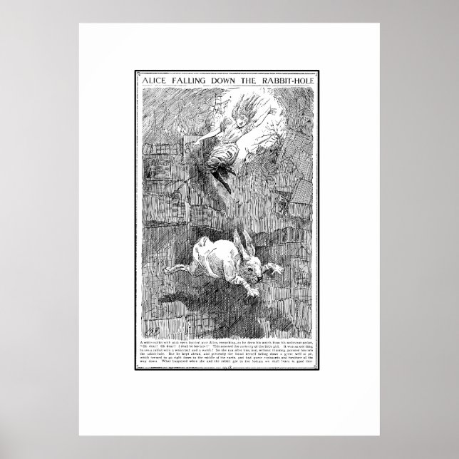Poster Alice descend le trou de lapin (Devant)