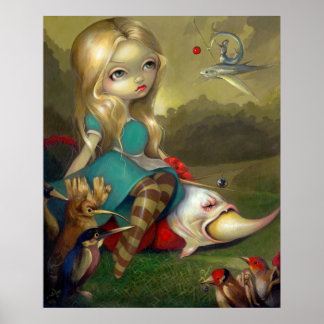 Poster Alice et Bosch Birds ART IMPRIMER Wonderland