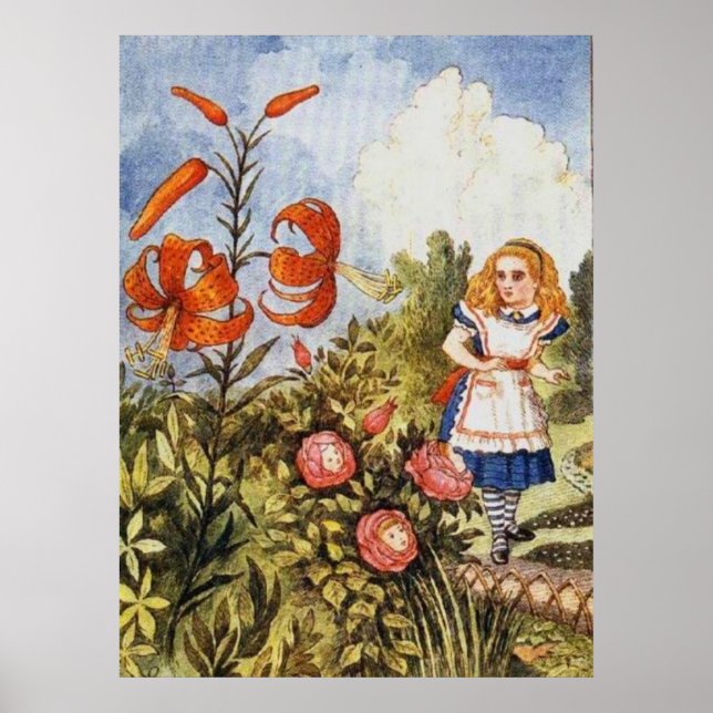 Poster Alice pleine couleur miroir magique (Devant)
