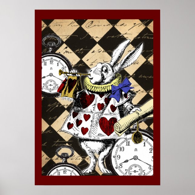 Poster Alice Rabbit blanc au pays des merveilles Imprimer (Devant)