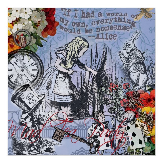 Poster Alice rideau absurdité merveilleux classique (Devant)