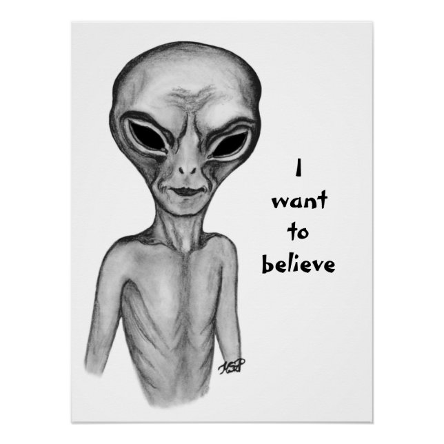 Poster Alien gris, je veux croire (Devant)