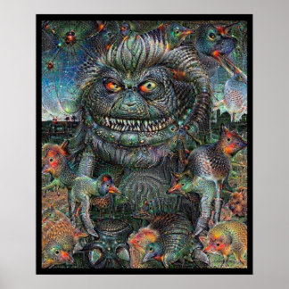 Poster Alien poilu Deep Dream