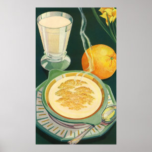 Poster Aliments de santé vintage, boissons, petit-déjeune