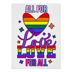 Poster All For Love Love For All - LGBTQ+ Pride