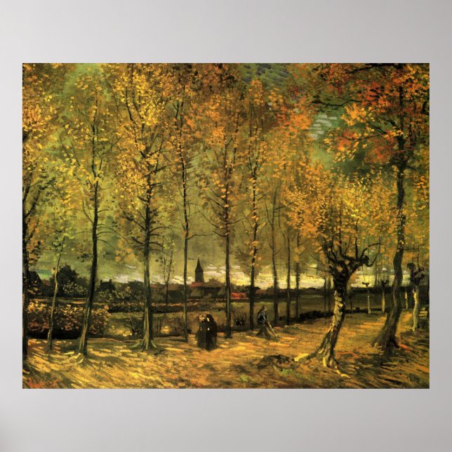 Poster Allée aux peupliers par Vincent van Gogh (Devant)