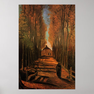 Poster Allée de peupliers en automne par Vincent van Gogh