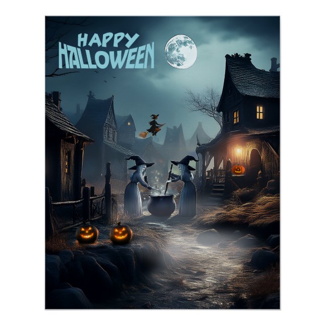 Poster Allée effrayante des sorcières d'Halloween (Devant)