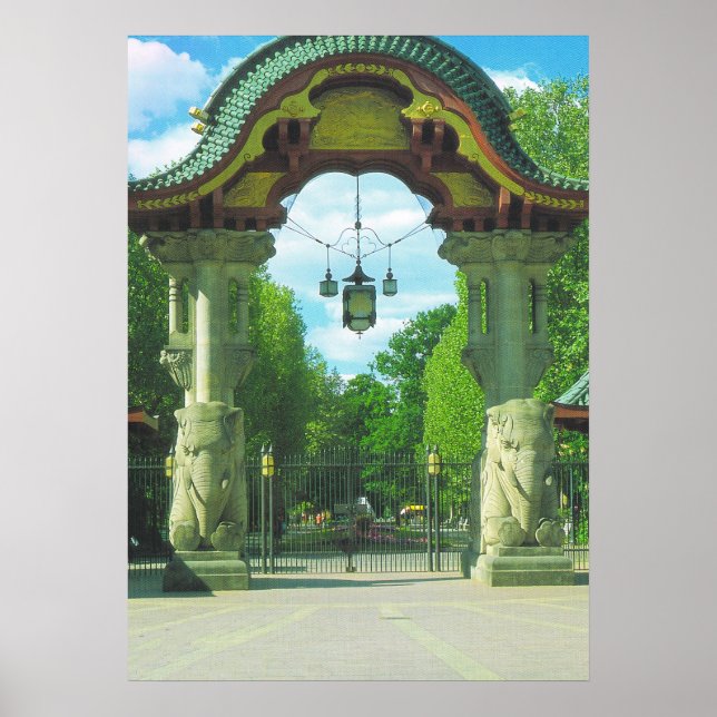 Poster Allemagne, Berlin, Zoo, Entrée des éléphants (Devant)