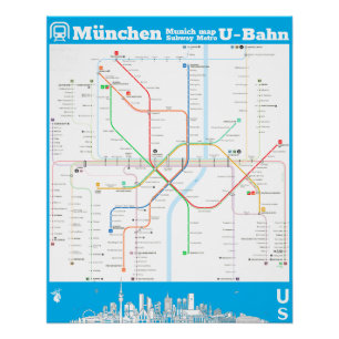 Poster " Allemagne : Métro de Munich SUBWAYmap ...