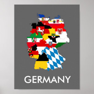 Poster allemagne pays régions drapeau carte province symb