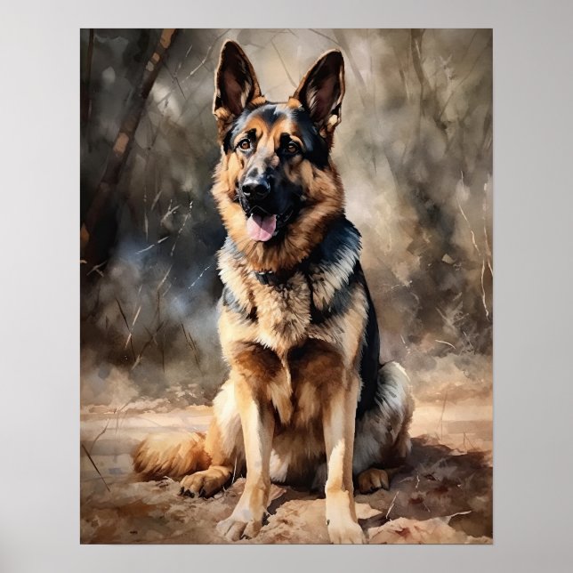 Poster allemand Shepherd Chien Art Imprimer Poster (Devant)