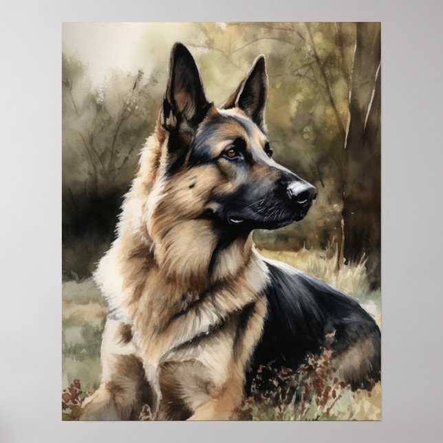 Poster allemand Shepherd Chien Art Imprimer Poster (Devant)