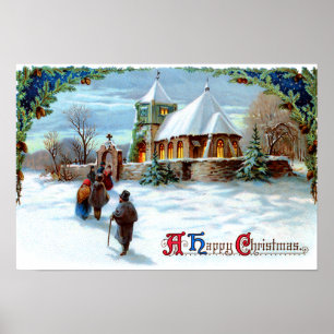 Poster Aller À L'Arbre De Noël À feuillage persistant