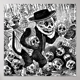 Poster Alley Cat Calavera c. début des années 1900 Mexiqu