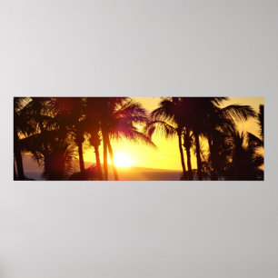 Poster Aloha Hawaii Palm Trees Tropiques Coucher de solei